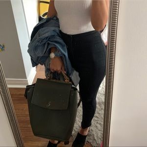 Vegan leather green backup & convertible purse